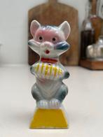 Kat met Trekharmonica Beeldje - 9 cm, Ophalen of Verzenden, Gebruikt, Overige materialen, Dierenbeeld