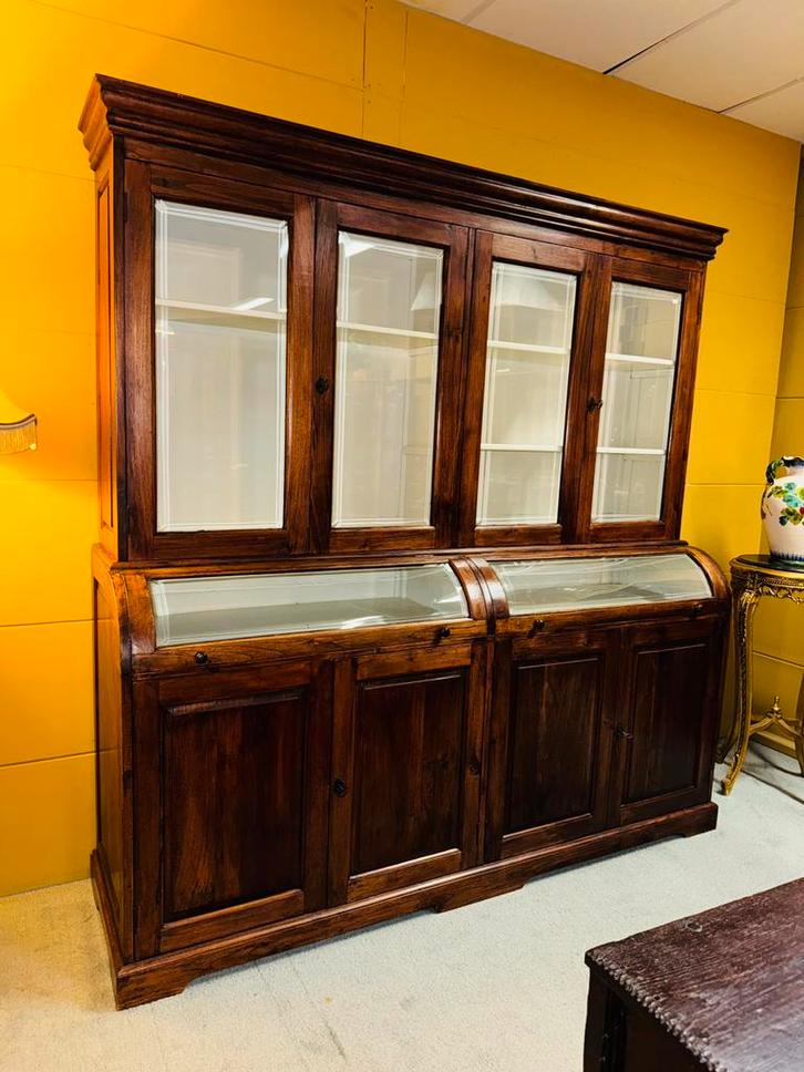 Prachtige grote klassieke buffetkast vitrinekast, Antiek en Kunst, Curiosa en Brocante, Ophalen