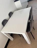 Hoogglans eettafel met 4 stoelen, Huis en Inrichting, Complete eetkamers, Ophalen, Zo goed als nieuw, 4 tot 6 stoelen