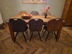 Teakhouten tafel met 6 stoelen, Huis en Inrichting, Tafels | Eettafels, Ophalen, Gebruikt, 100 tot 150 cm, Teakhout