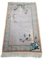 Handgeknoopt Oriental zijde tapijt floral turquoise 99x155cm, Huis en Inrichting, Stoffering | Tapijten en Kleden, 50 tot 100 cm