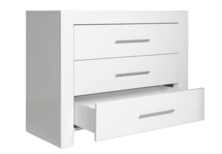 Bopita Ledikant & Commode Hoogglans Wit, Kinderen en Baby's, Kinderkamer | Bedden, Gebruikt, 140 tot 160 cm, 70 tot 85 cm, Lattenbodem