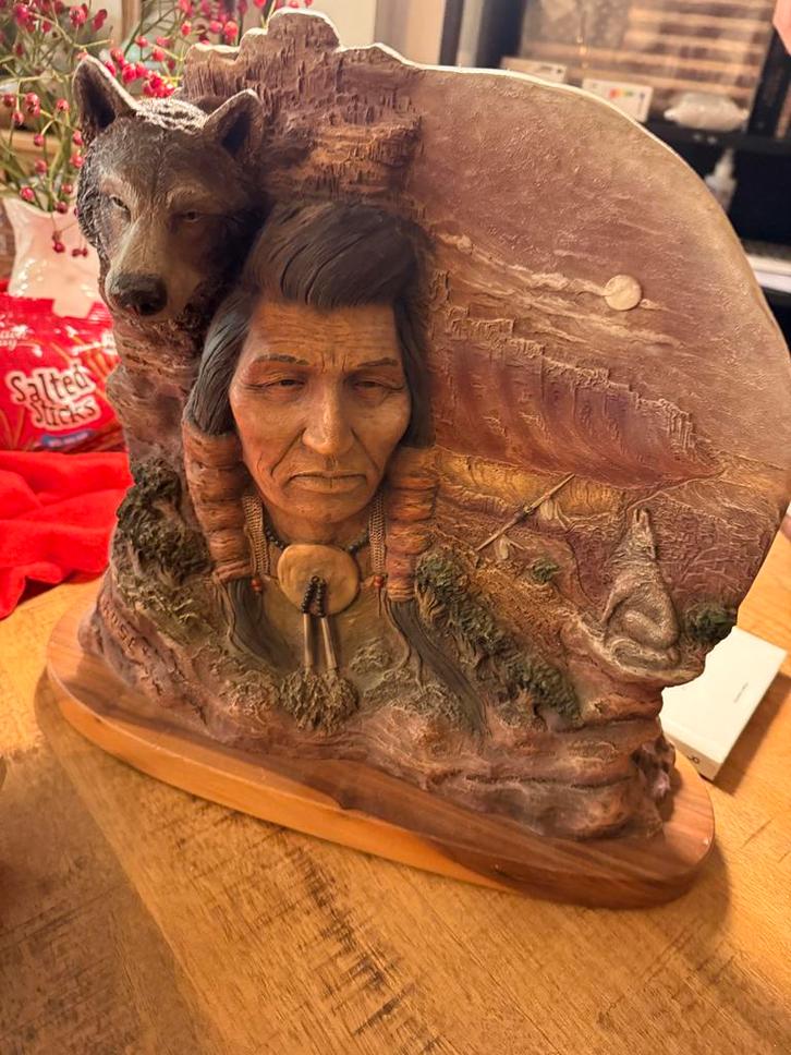 Zeldzaam Neil J Rose Beeld - Indiaan, Antiek en Kunst, Kunst | Beelden en Houtsnijwerken, Ophalen of Verzenden