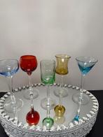 Likeur /shot vintage glaasjes set van 5 diverse kleuren en v, Ophalen of Verzenden, Zo goed als nieuw, Borrel- of Shotglas