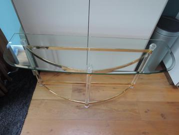 Mooie glazen side table met messing/gouden MOET WEG NU beschikbaar voor biedingen