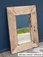 Spiegel met oud eiken wagonplanken lijst afmeting: 76x55, Ophalen, Nieuw, Minder dan 100 cm, Rechthoekig