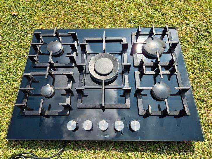 Bosch PPQ716C91N gaskookplaat gas op glas inbouw 70cm, Witgoed en Apparatuur, Kookplaten, Gebruikt, Inbouw, Gas, 5 kookzones of meer