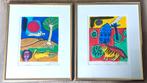 Twee litho's , lithografie van Guillaume Corneille, Antiek en Kunst, Kunst | Litho's en Zeefdrukken, Ophalen