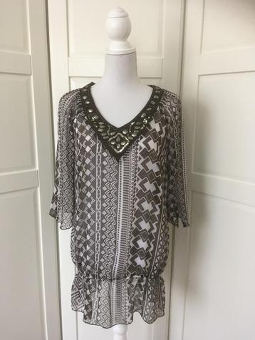 Yessica zgan zwart witte chiffon tuniek, maat 38 M beschikbaar voor biedingen