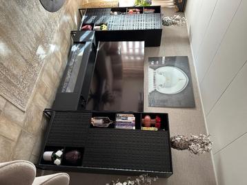 Woonkamer set! 2 wandkasten en tv meubel met haard  beschikbaar voor biedingen