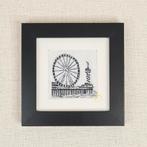 Ets de Pier Scheveningen 10x10 cm incl lijst, Minder dan 50 cm, Oorspronkelijke maker, Nieuw, Ophalen of Verzenden