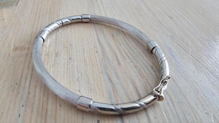 Prachtige 14k witgouden slavenarmband 10,73g Italy €725, Sieraden, Tassen en Uiterlijk, Armbanden, Zo goed als nieuw, Goud, Wit