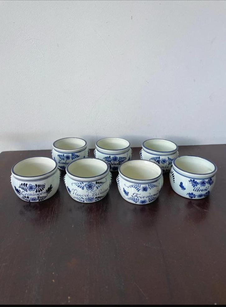 7x delfts blauw potje met afbeelding provincies, Antiek en Kunst, Antiek | Keramiek en Aardewerk, Ophalen of Verzenden