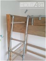 Hoogslaper steigerhout met trap van steigerbuis, Eenpersoons, Info@hout-art.nl, Nieuw, Minder dan 160 cm