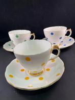 Drie vintage kop en schotels, Gebruikt, Kop en/of schotel, England, Royale Vale