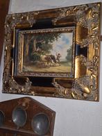 Oud schilderij met stierenvechter in fraaie lijst, Ophalen of Verzenden