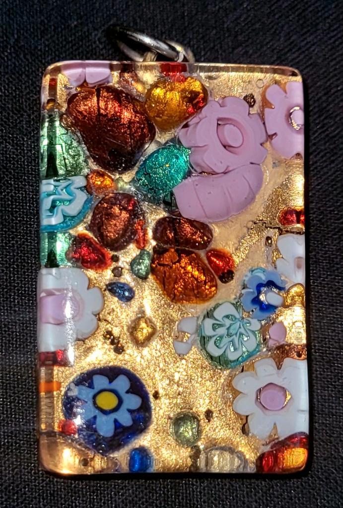 Mooie kleurige Millefiori Murano glas hanger, Sieraden, Tassen en Uiterlijk, Kettinghangers, Zo goed als nieuw, Glas of Kristal