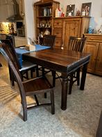 Koloniale eettafel en stoelen VERLAAGD in prijs!, Huis en Inrichting, Ophalen, Zo goed als nieuw, Aziatisch, 4 tot 6 stoelen