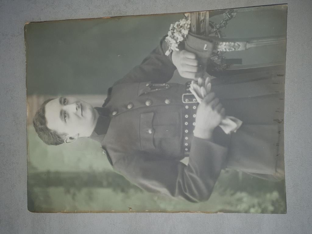 Oude kabinet foto Belgische soldaat, Verzamelen, Militaria | Tweede Wereldoorlog, Ophalen of Verzenden, Overige gebieden, Foto of Poster