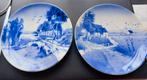 2 Antieke Delfts Blauwe wandbordjes van 19 cm. doorsnede., Antiek en Kunst, Antiek | Wandborden en Tegels, Ophalen of Verzenden