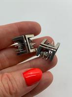 X561 Prachtige zilveren brutalist manchetknopen, Sieraden, Tassen en Uiterlijk, Antieke sieraden, Ophalen of Verzenden, Zilver
