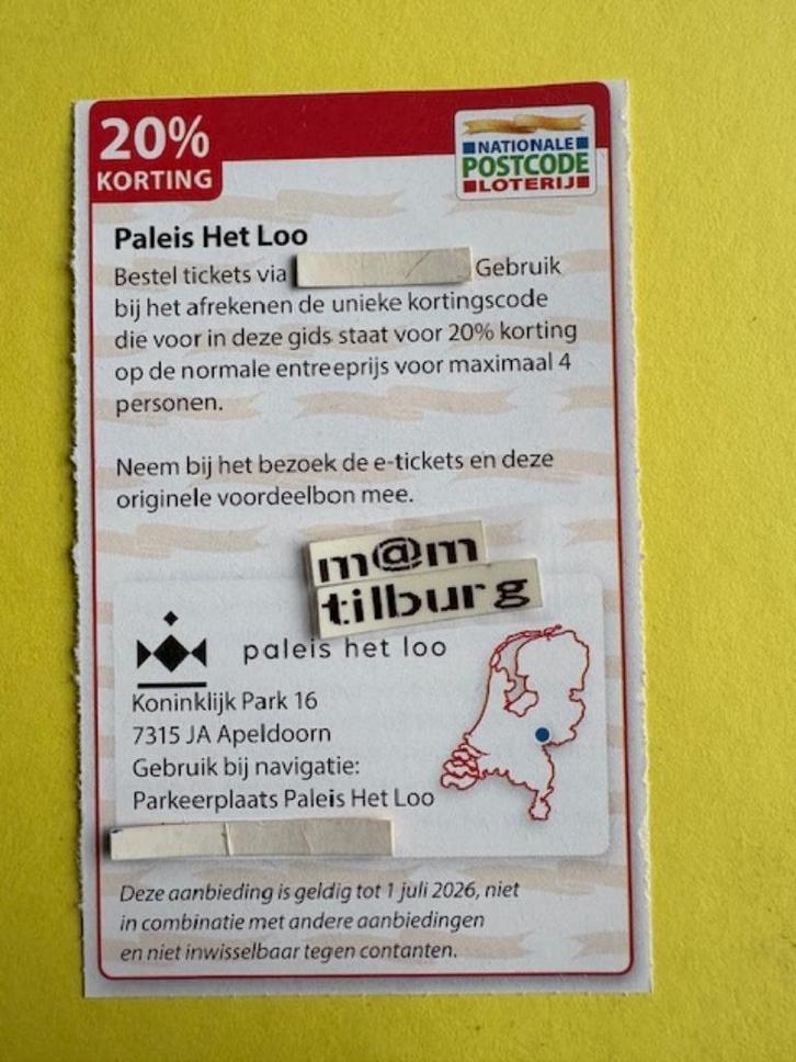 Paleis Het Loo 20% korting, Tickets en Kaartjes, Kortingen en Cadeaubonnen, Drie personen of meer, Overige typen, Kortingsbon