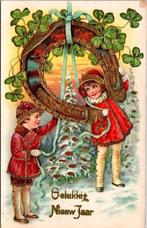 Gelukkig Nieuwjaar - Antieke nieuwjaarskaart kinderen, Verzamelen, Ansichtkaarten | Themakaarten, Verzenden, 1940 tot 1960, Gelopen