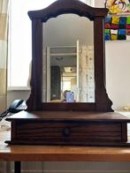 Eiken spiegel met sleutelkast, Antiek en Kunst, Antiek | Spiegels, Minder dan 100 cm, Rechthoekig, Ophalen of Verzenden