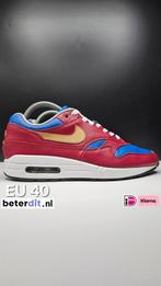 Nike Air Max 1 ID By You 'Red Blue Brown/Gold' Maat: 40, Ophalen of Verzenden, Zo goed als nieuw, Sneakers of Gympen, Rood