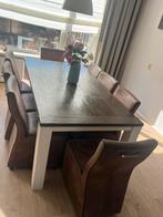 Eettafel met 6 stoelen, Ophalen, Gebruikt, 100 tot 150 cm, Eikenhout