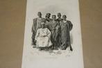 Antieke gravure - Mannen uit Senegal - 1871 !!, Antiek en Kunst, Ophalen of Verzenden