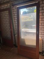 Binnen eiken schuifdeuren, Doe-het-zelf en Verbouw, Kozijnen en Schuifpuien, Gebruikt, Deurkozijn, 150 tot 225 cm, Inclusief glas