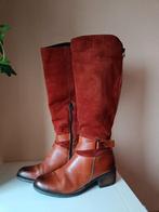 Rode leren laarzen boots hakken maat 37, Hoge laarzen, Ophalen of Verzenden, Zo goed als nieuw, Rood