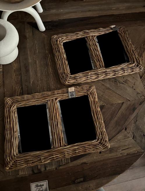 2 stuks Riviera Maison fotolijsten rattan (dubbele lijsten), Huis en Inrichting, Woonaccessoires | Lijsten, Zo goed als nieuw