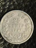 Zilveren 25 cent 1901 Wilhelmina, Postzegels en Munten, Munten | Nederland, Zilver, 25 cent, Ophalen of Verzenden, Koningin Wilhelmina