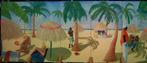 Houten decorwand / schildering tropisch strand 6 meter breed, Ophalen