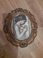 Oude ovale lijst met schilderij, Antiek en Kunst, Ophalen of Verzenden