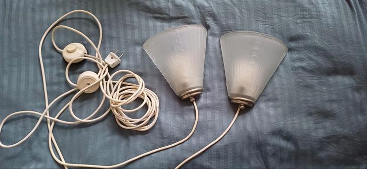 2 Retro stijl wandlampjes melkglas, Huis en Inrichting, Lampen | Wandlampen, Zo goed als nieuw, Ophalen