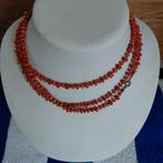 Bloedkoraal  Ketting 110 cm geknoopt oud!!, Sieraden, Tassen en Uiterlijk, Verzenden, Ketting, Met edelsteen