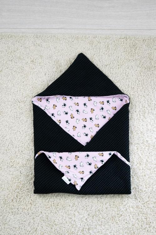 Franse Bulldog baby wikkeldoek / omslagdoek roze, Kinderen en Baby's, Dekens, Slaapzakjes en Inbakerproducten, Nieuw, Deken, 70 tot 85 cm