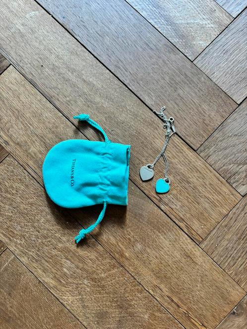 Tiffany & Co. dubbele hartjesketting – Zilver & Emaille, Sieraden, Tassen en Uiterlijk, Kettingen, Ophalen of Verzenden