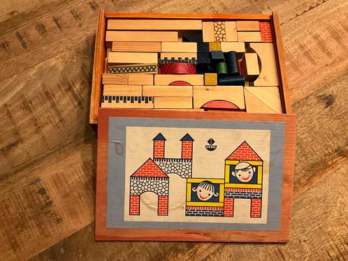 Vero Houten Bouwblokken in Doos - Vintage Speelgoed Antiek S, Antiek en Kunst, Antiek | Speelgoed, Ophalen of Verzenden