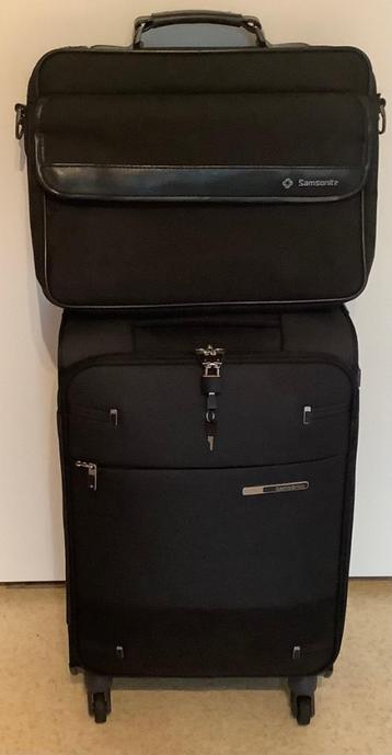 Samsonite Spinner Rolkoffer 55x20  Zwart En Laptoptas.  beschikbaar voor biedingen
