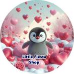 L326 luxe icing pinguin 20cm eetbare taart plaat print, Ophalen of Verzenden, Nieuw, Taarten, Versiering