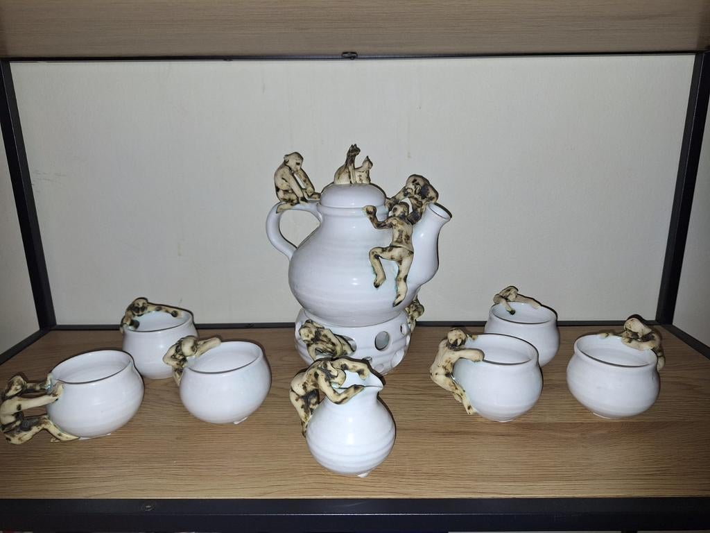 Heel apart handgemaakt koffie / thee servies, Antiek en Kunst, Antiek | Keramiek en Aardewerk, Ophalen of Verzenden