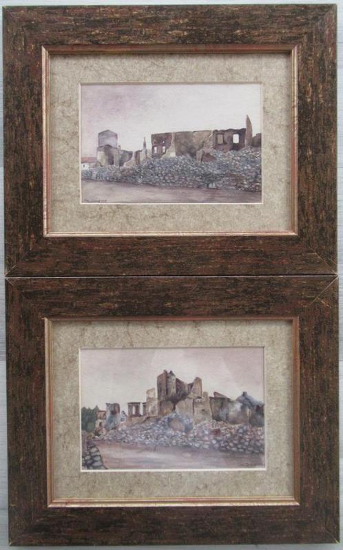 J. Guérard (1856-1924): Na de Slag bij de Marne, Parijs (2X), Antiek en Kunst, Kunst | Schilderijen | Klassiek, Ophalen of Verzenden