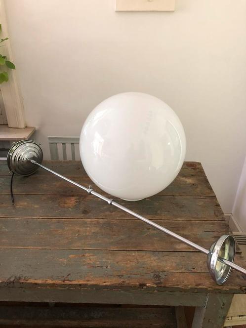 AUTHENTIEKE LAMP HANGLAMP CHROOM GLAS BOL GROOT, Huis en Inrichting, Lampen | Hanglampen, Zo goed als nieuw, Minder dan 50 cm