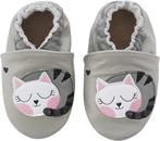 Koopje! Grijze leren babyslofjes met Poes maat 20/21, Ophalen of Verzenden, Nieuw, Meisje, Slofjes