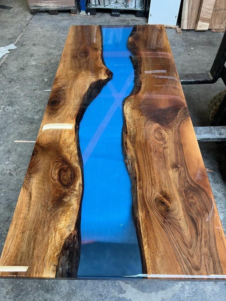 Showroomuitverkoop! Epoxy riviertafel walnoot, Huis en Inrichting, Tafels | Eettafels, Nieuw, 200 cm of meer, Rechthoekig, Ophalen of Verzenden