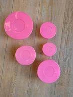 5 Glazen schaaltjes met roze deksels, Ophalen of Verzenden, Gebruikt